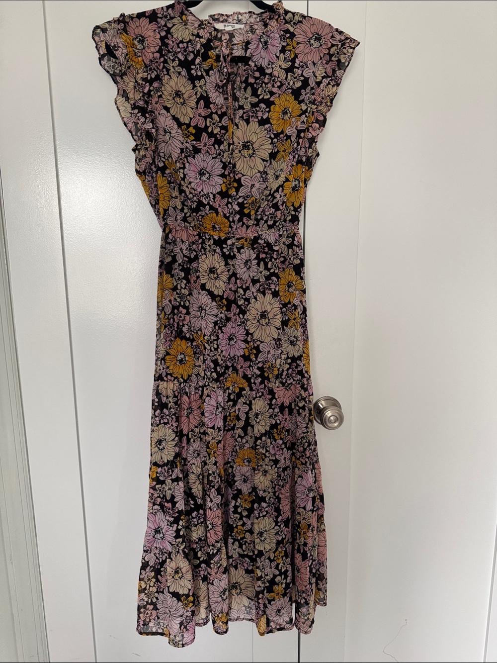 BB Dakota by Steve Madden Black Maxi Dress with Pink & Yellow Floral Print